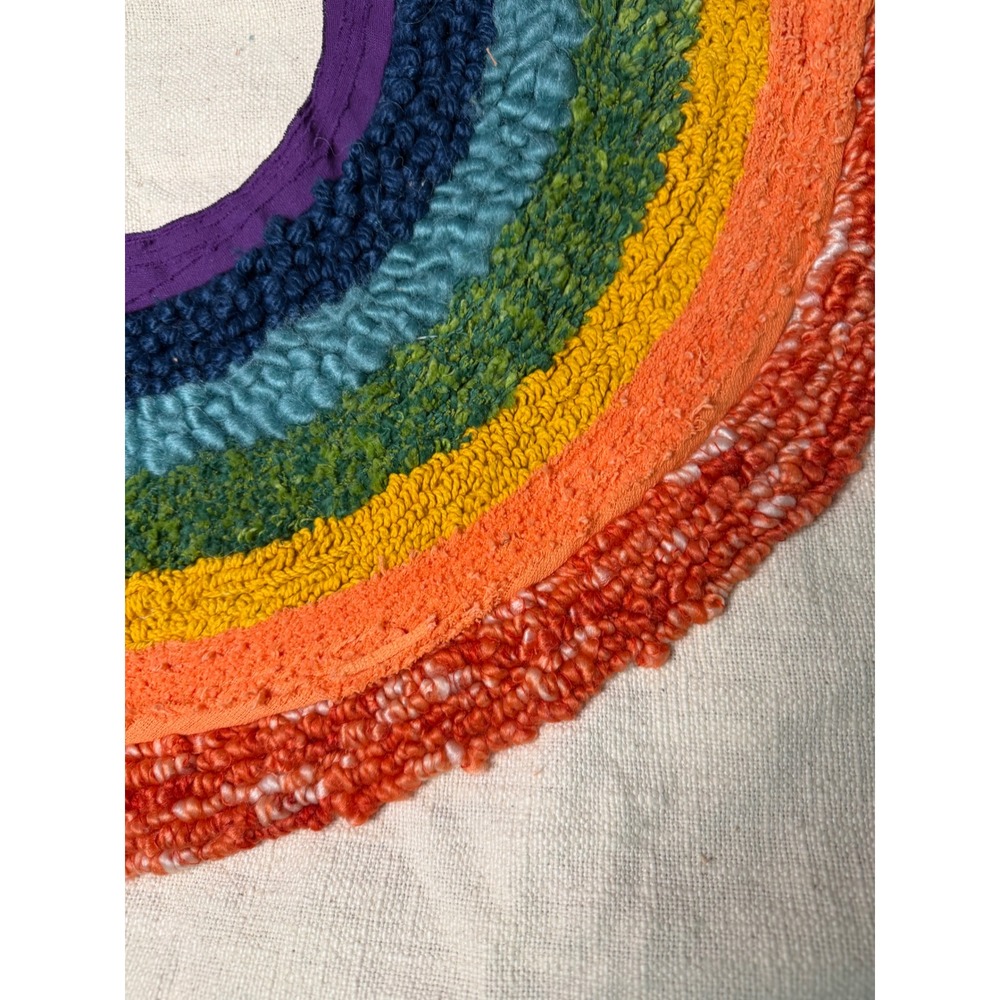 World Market Rainbow Tufted Throw Pillow Covers Set of 2 Cotton 18x18 Boho - Picture 2 of 8